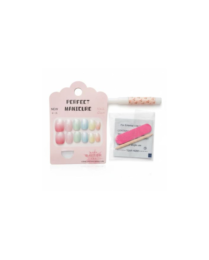 Press On Nails Rainbow 12 PCS | Faux Ongles | Cherry Beauty