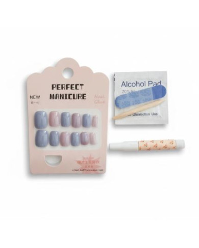 Press On Nails Bluet 12 PCS | Faux Ongles | Cherry Beauty Tunisie