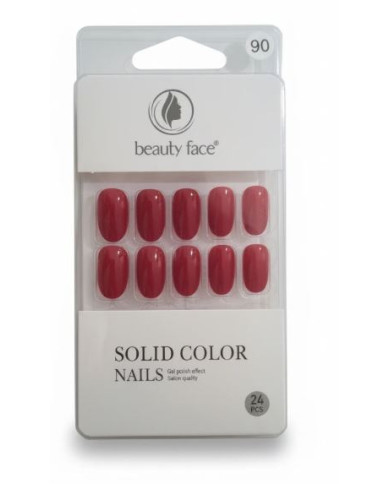 Press On Nails Oval Rouge Grenat 24 PCS | Cherry Beauty