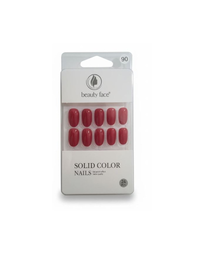 Press On Nails Oval Rouge Grenat 24 PCS | Cherry Beauty