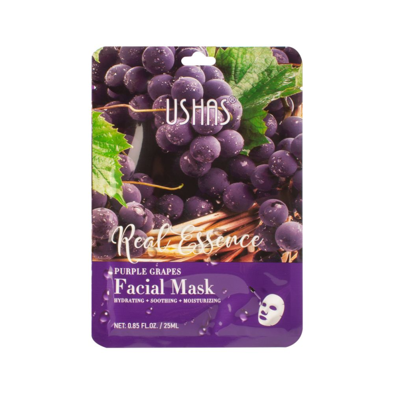 USHAS Masque Visage Raisins Collagène Rides Ridules Eclat Hydratation
