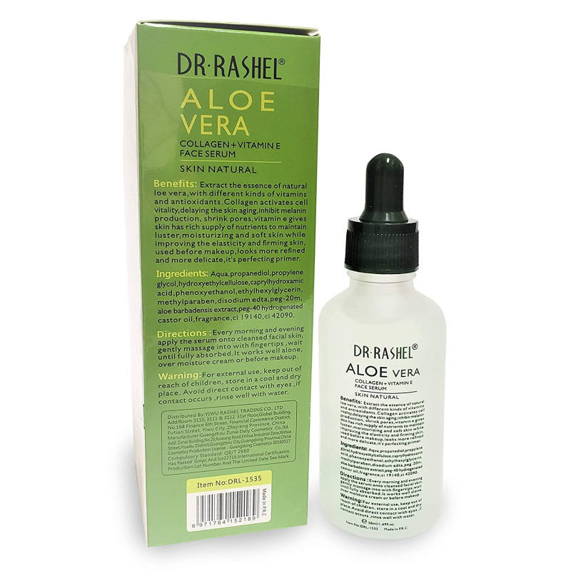 Dr Rashel Face Serum Aleo Vera - Collagène et Vitamine E - Anti Rides et Eclat