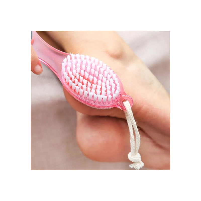 Outil Soins Pieds 4 en 1 : Râpe Pieds, Brosse Ongles, Anti Callosités et Peau morte