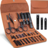 Trousse Soins Onglerie 16 Pièces : Coupe Ongles Cuticules Lime Ciseaux Pousse Cuticules