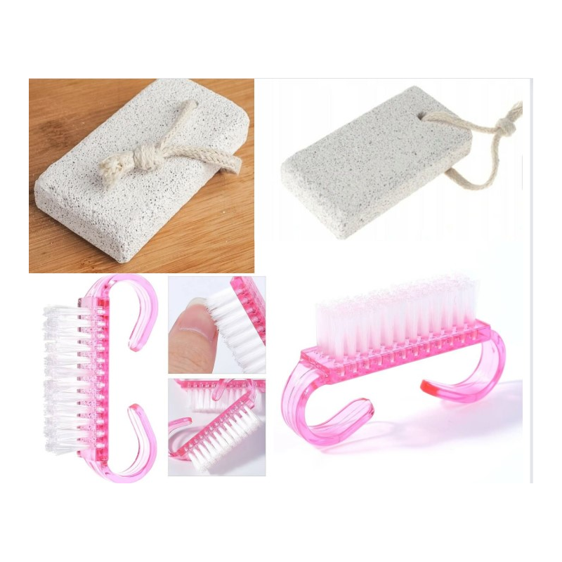 Outils Pédicure : Brosse Ongles + Râpe Pieds Anti - Callosités et Peau Morte