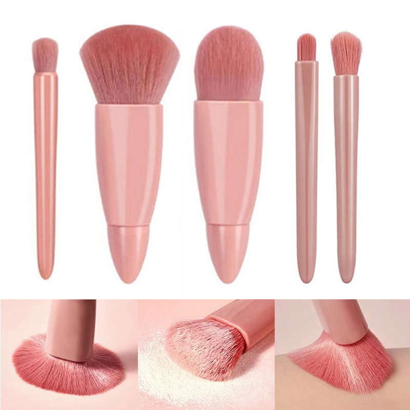 Boîtes 5 Pinceaux Maquillage - Mini Boîte Portable Pinceaux Rose