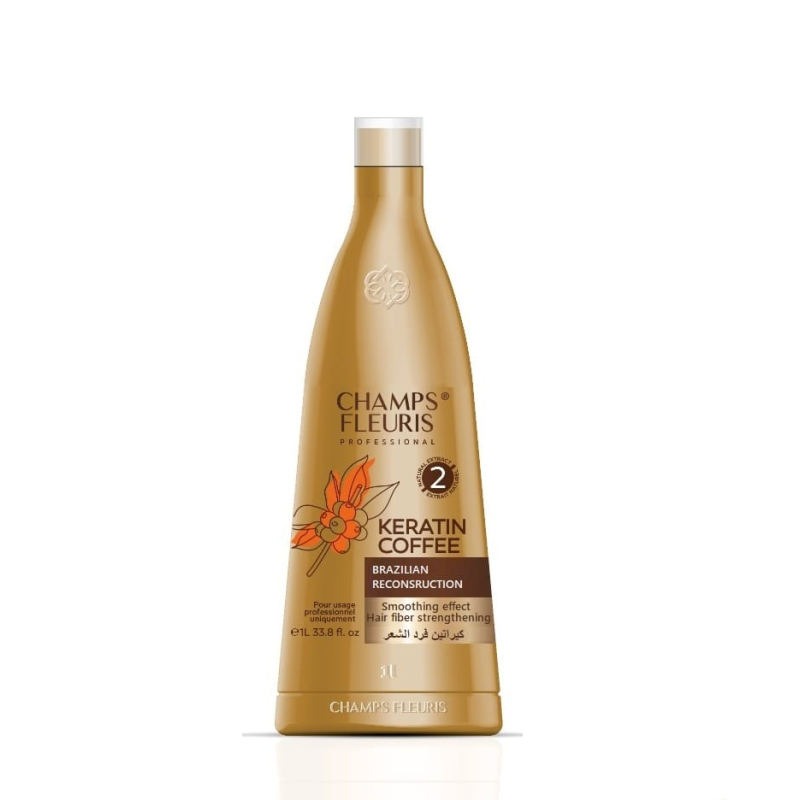 Champs Fleuris Soins Kératine Cheveux 1 L Lissage Extrait Café Huiles