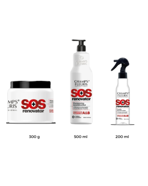 Pack Soins Rénovateur SOS Champs Fleuris : Shampoing 500ml + Masque 300g + Sérum 200ml