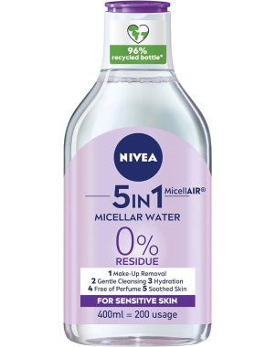 Nivea - Eau Micellaire 5 en 1 400ml - Visage Yeux Lèvres - Peaux Sensibles