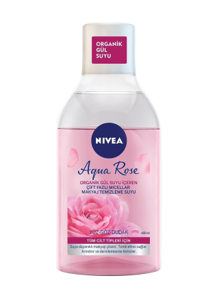 Nivea - Eau Micellaire Biphasée Aqua Rose 400ml - Visage Yeux Lèvres - Tous Types de Peaux