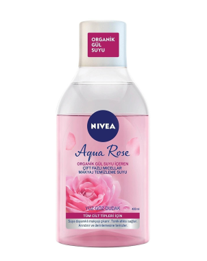 Nivea - Eau Micellaire Biphasée Aqua Rose 400ml - Visage Yeux Lèvres - Tous Types de Peaux