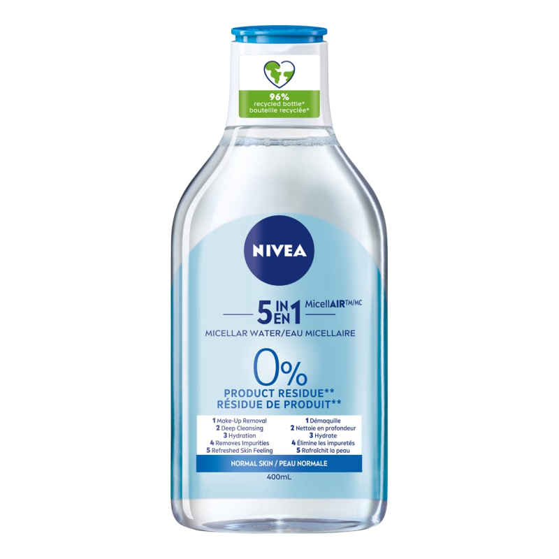 Nivea - Eau Micellaire Biphasée Aqua Rose 400ml - Visage Yeux Lèvres - Peaux Normales