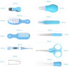 kit-soins-bébé-10-pièces-bleu-nouveau-né-nettoyage-toilettage-trousse-biberon-thermoètre-brosse-peigne-coupe-ongles-