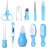 kit-soins-bébé-10-pièces-bleu-nouveau-né-nettoyage-toilettage-trousse-biberon-thermoètre-brosse-peigne-coupe-ongles-