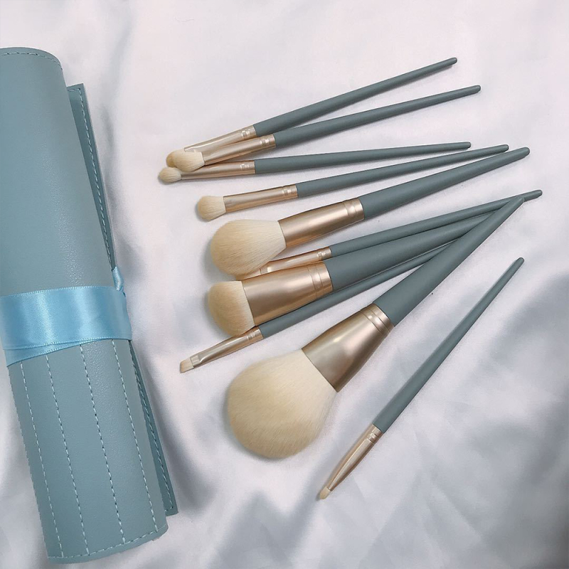 10 Pinceaux Maquillage Bleu + Etui - Accessoires Outils Maquillage