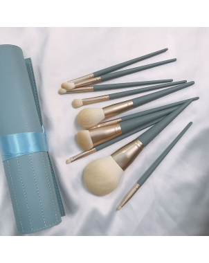 10 Pinceaux Maquillage Bleu + Etui - Accessoires Outils Maquillage