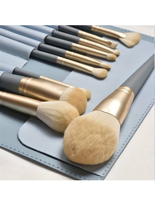 10 Pinceaux Maquillage Bleu + Etui - Accessoires Outils Maquillage