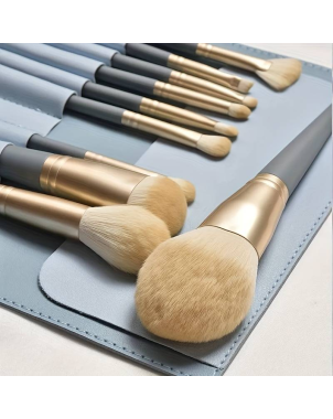 10 Pinceaux Maquillage Bleu + Etui - Accessoires Outils Maquillage