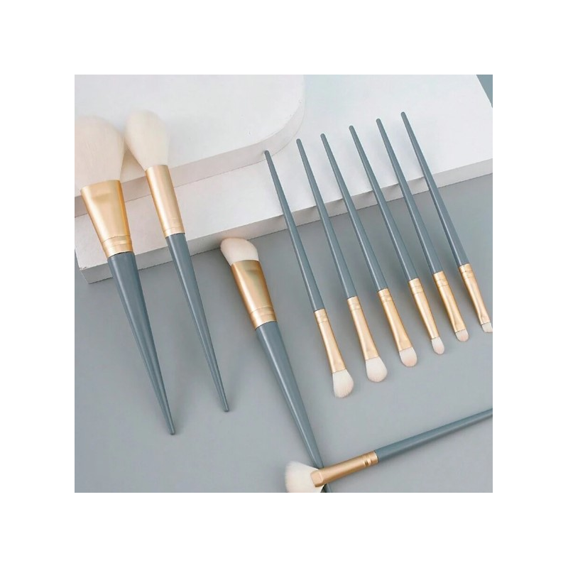 10 Pinceaux Maquillage Bleu + Etui - Accessoires Outils Maquillage