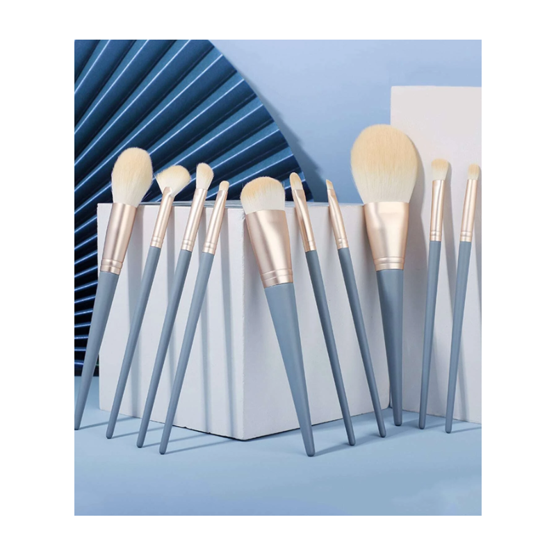 10 Pinceaux Maquillage Bleu + Etui - Accessoires Outils Maquillage