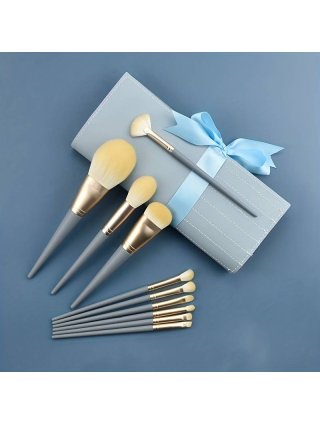 10 Pinceaux Maquillage Bleu + Etui - Accessoires Outils Maquillage