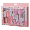 kit-soins-bébé-10-pièces-rose-nouveau-né-nettoyage-toilettage-trousse-biberon-thermoètre-brosse-peigne-coupe-ongles-