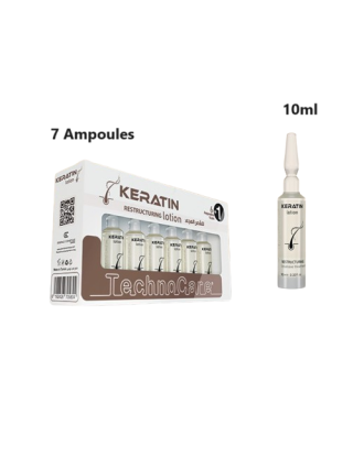 10 Ampoules 10ml Lotion Kératine - Cheveux Frisés et Endommagés