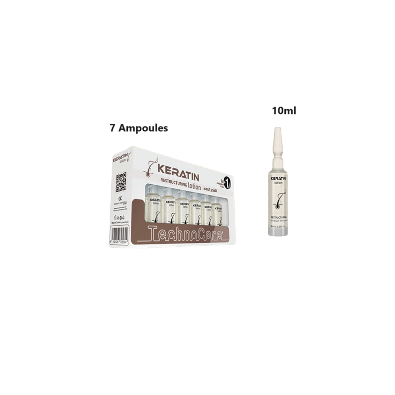 10 Ampoules 10ml Lotion Kératine - Cheveux Frisés et Endommagés