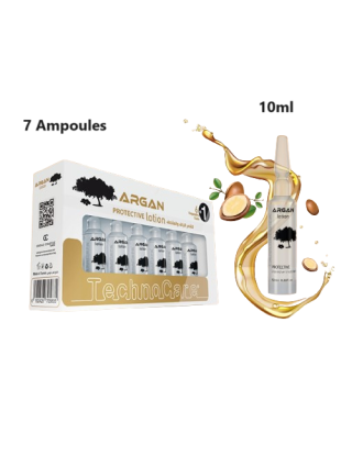 7 Ampoules 10ml Lotion Huile d'Argan - Technocare Cheveux Secs et Abîmés