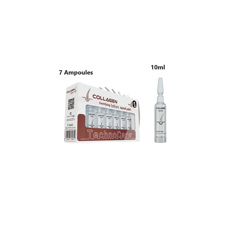 7 Ampoules 10ml Lotion Collagène - Technocare Cheveux Fins et Faibles