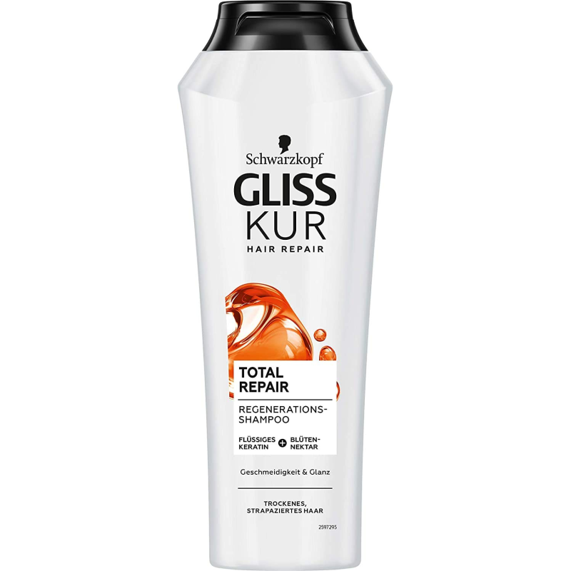 Gliss Shampoing Total Repair - Cheveux Secs et abîmés 400ml