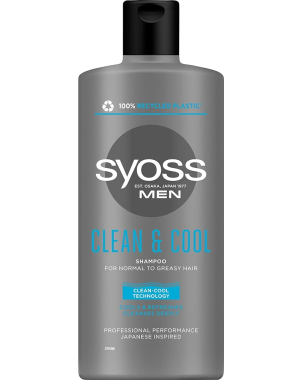 Syoss Shampoing 500ml - Clean & Cool - Pour Hommes