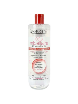 Evoluderm Eau Micellaire Demaquillante Peaux Réactives, Sujettes Aux Rougeurs 500ml