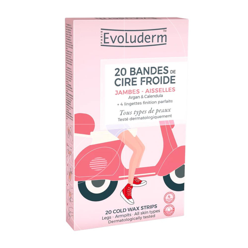 Evoluderm 20 Bandes Cire Froide Jambes