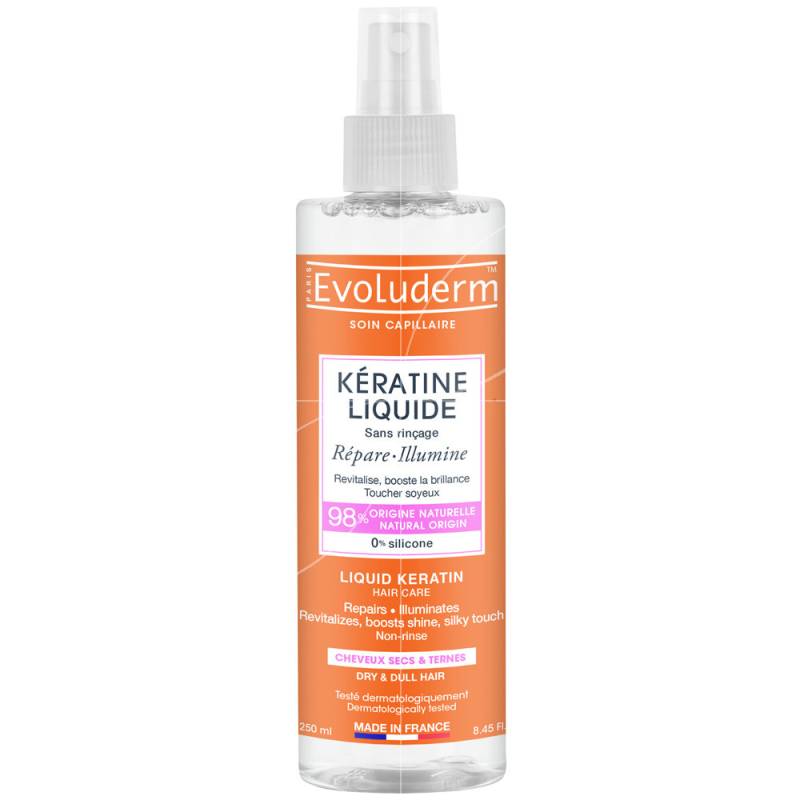 Evoluderm Kératine Liquide Sans Rinçage Cheveux Secs Et Ternes 250ml