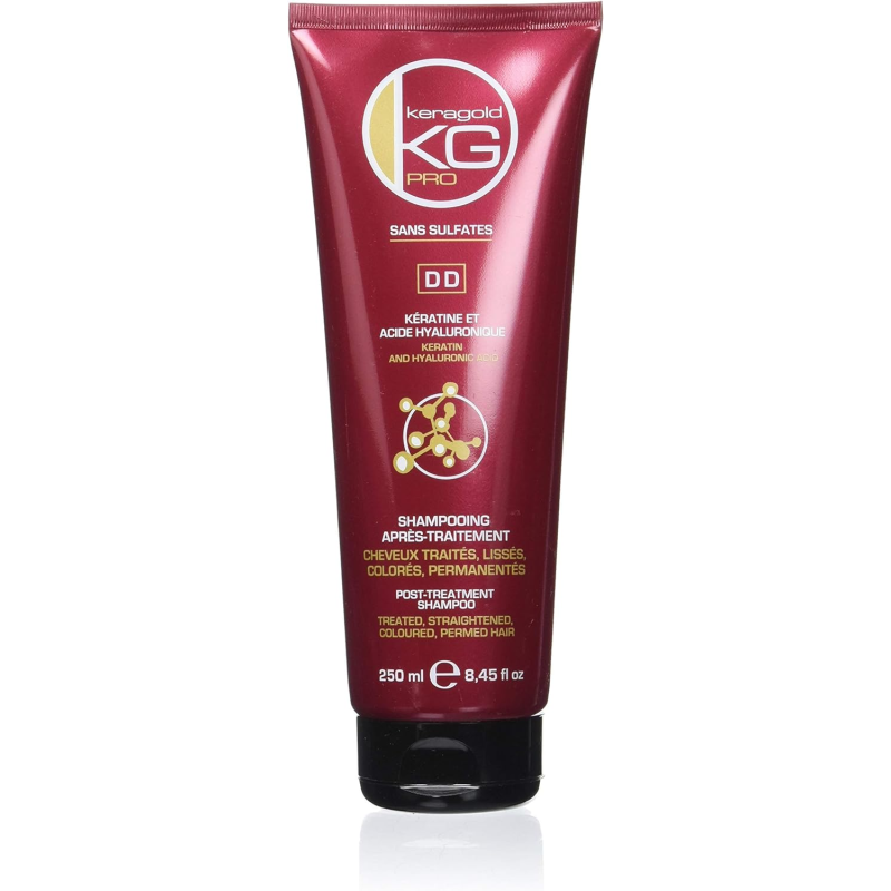 Shampooing Professionnel DD Après-Traitement Cheveux Traités, Lisée, Colorés, Permanantés - Keragold 250ml