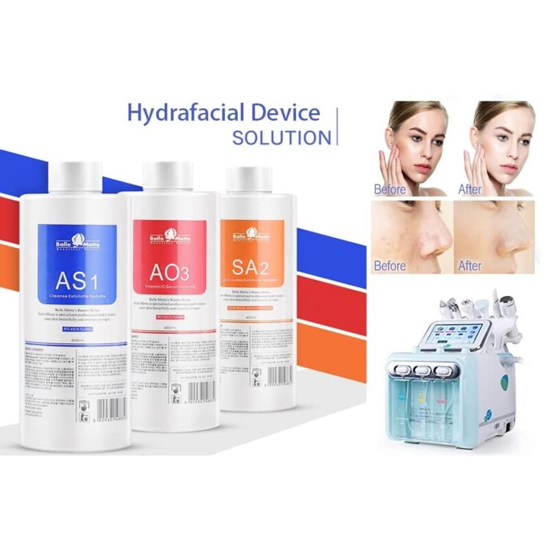 Hydrafacial Solutions Liquides (AS1, SA2, AO3) - Soins Professionnel Esthétique