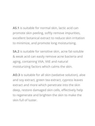 Hydrafacial Solutions Liquides (AS1, SA2, AO3) - Soins Professionnel Esthétique