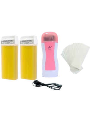 Chauffe Cire Cartouche + 2 Cire Cartouche + 100 Papiers : Kit Epilation Complet