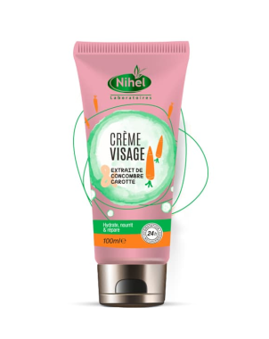 Crème Visage 100ml - Extrait de Concombre et Carotte - Nihel