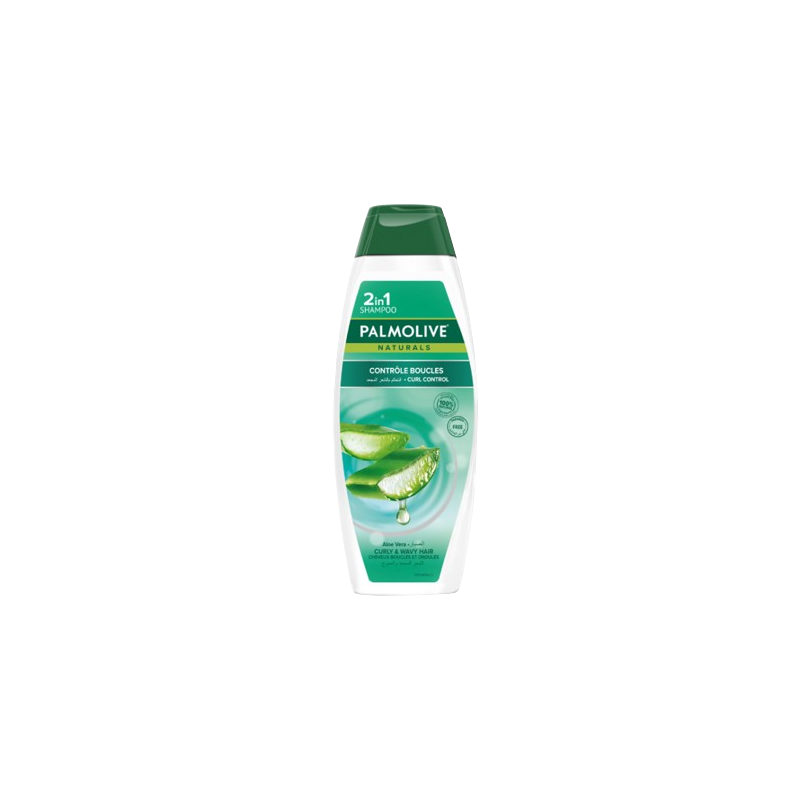 Palmolive Shampoing 2 en 1 Aleo Vera 380ml - Lissage Cheveux Bouclés et Ondulés