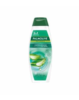 Palmolive Shampoing 2 en 1 Aleo Vera 380ml - Lissage Cheveux Bouclés et Ondulés