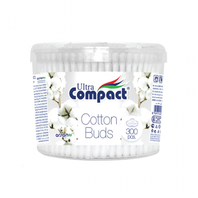 Bâtonnets Oreilles 300 pièces - Ultra Compact Cotton Buds