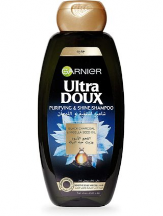 Ultra Doux Shampoing 400ml Charbon Noir et Huile de Fleur de Nigelle - Cuir Chevelu Sensible et Cheveux Ternes