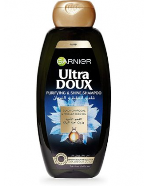 Ultra Doux Shampoing 400ml Charbon Noir et Huile de Fleur de Nigelle - Cuir Chevelu Sensible et Cheveux Ternes