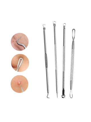 Pinces Tire Comédons Zinguer 4 pcs - Extraction des Points Noirs