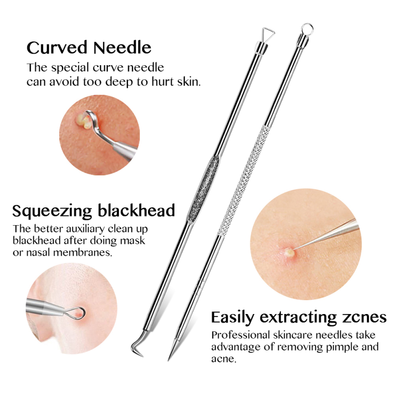 Pinces Tire Comédons Zinguer 4 pcs - Extraction des Points Noirs