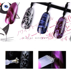 Aimant 3D Cat Eye Double Tête Fleur et Ligne Rayures - Design Onglerie Nail Art