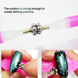 Aimant 3D Cat Eye Double Tête Fleur et Ligne Rayures - Design Onglerie Nail Art