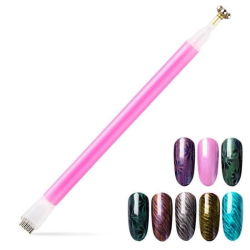 Aimant 3D Cat Eye Double Tête Fleur et Ligne Rayures - Design Onglerie Nail Art
